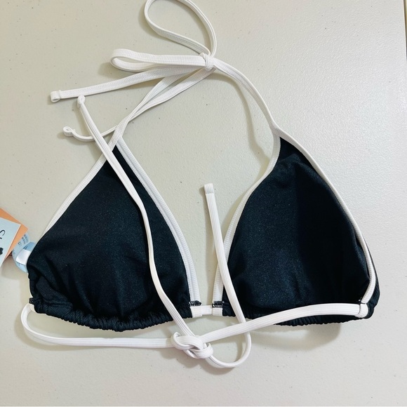 NWT Shade & Shore Bikini Top Women Size Large Black/White - Picture 2 of 5